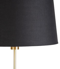 Stoffen Vloerlamp goud/messing met zwarte kap 45 cm verstelbaar - Parte Klassiek / Antiek E27 cilinder / rond rond Binnenverlichting Lamp