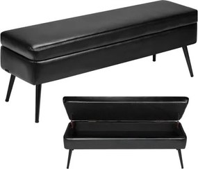 VEVOR Ottoman Bank (40 x 120 x 45 cm) van PU-leer met metalen poten en opbergruimte, gestoffeerde schoenenbank met een draagvermogen van 300 kg, moderne bedbank slaapkamerbank voor de woon- en eetkamer, zwart