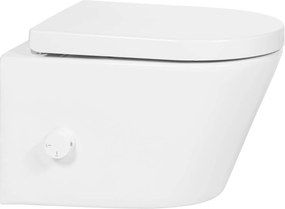 Saqu Wash 2.0 randloos hangtoilet met koudwater-bidetkraan en toiletbril wit