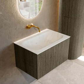 Mondiaz Kurve-dlux 70cm badmeubel shadow met 1 lade en wastafel big small midden zonder kraangat opalo