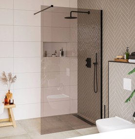 Saqu Modulo inloopdouche incl. antikalk 100x210cm bruin glas mat zwart