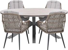 Garden Impressions Kalibo tuinset 5-delig - Tulli tuintafel 180x115 cm - light teak vironwood