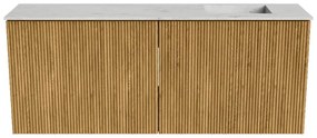 Mondiaz Joya DLux 100cm toiletmeubel oak met wastafel faye rechts 1 kraangat opalo