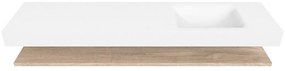 Zaro Alan badmeubel 190cm met planchet washed oak en vrijhangende wastafel cloud rechts zonder kraangat talc