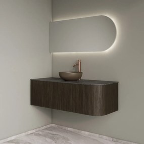 Gliss Design Alluro badmeubel ribbelfront met ronding rechts 120cm charcoal en zwart leisteen toppaneel