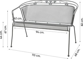 Elegance strekmetaal 2-zits tuinbank - Antraciet
