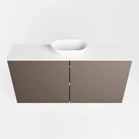Mondiaz Fowy toiletmeubel 100cm smoke met witte waskom midden zonder kraangat