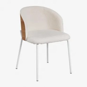 Eetkamerstoel In Bekleed Hout Amieva Wit & Bouclé Wit - Sklum
