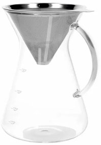 Koffiekan + filter, 600 ml, glas en rvs