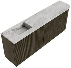 Mondiaz Joya DLux 110cm toiletmeubel ronding rechts shadow met wastafel faye links zonder kraangat glace
