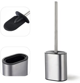 Niceey Silicone Toiletborstel en Houder - WC borstel - RVS