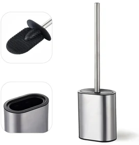 Niceey Silicone Toiletborstel en Houder - WC borstel - RVS