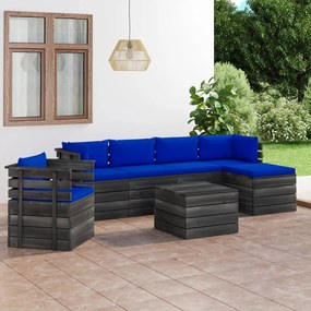 vidaXL 7-delige Loungeset met kussens pallet massief grenenhout