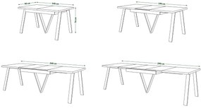 AVERY Doubs-noten/onderkant zwart - LOFT/INDUSTRIËLE TAFEL VOOR WOONKAMER/EETKAMER UITKLAPBAAR TOT 330 cm!