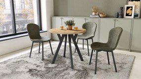 ALMO 80 Eiken Artisan / zwarte poten – ronde tafel met Y-poten, loft/industrieel voor keuken, woonkamer en eetkamer