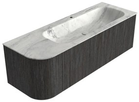 Mondiaz Kurve-dlux 135cm badmeubel ronding links shadow met 1 lade en deur en wastafel big medium kraangat rechts opalo