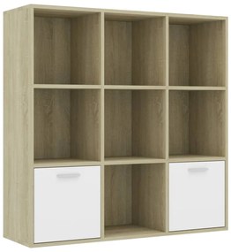 vidaXL Boekenkast 98x30x98 cm spaanplaat wit en sonoma eikenkleurig