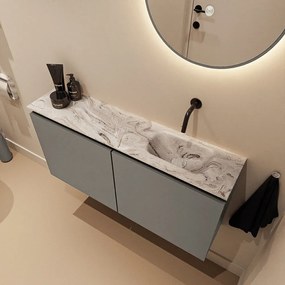 Mondiaz Ture DLux toiletmeubel 100cm smoke met wastafel glace rechts zonder kraangat