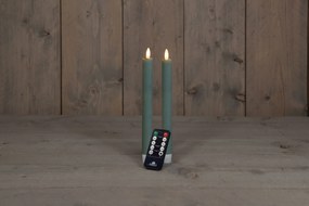 Anna's Collection - Led dinerkaars - jade groen - H 23cm - set van 2 stuks - met afstandsbediening
