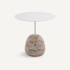 Marmeren en ijzeren metalen bijzettafel Ø60 cm Balastro