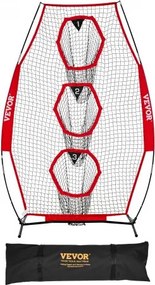 VEVOR Football Coach Werpnet Oefennet (168 x 77 x 245 cm) met 3 doelvakken en draagbare opbergtas en riemen, Werpdoeltraining voor de nauwkeurigheid van quarterback-passen, Rood