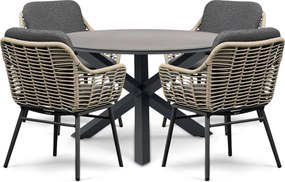 Tuinset Ronde Tuintafel 4 personen 120 cm Rope Grijs Coco Antoni/Xento