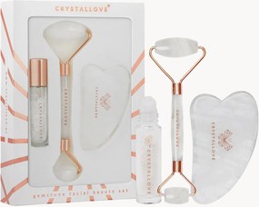 Gezichtroller en Gua Sha set Crystallove van bergkristal, 3-delig