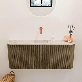 Mondiaz Joya DLux 105cm toiletmeubel ronding links/rechts dusk met wastafel faye midden zonder kraangat frappe