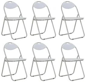 vidaXL Eetkamerstoelen inklapbaar 6 st kunstleer wit
