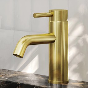Saniclear Plus Stripes wastafelkraan geborsteld messing - mat goud