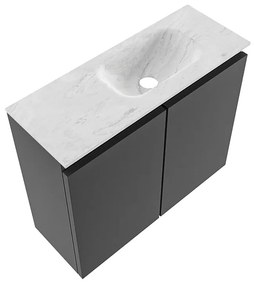 Mondiaz Ture DLux toiletmeubel 60cm dark grey met wastafel opalo rechts zonder kraangat