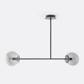 Hanglamp in metaal en gerookt glas, Atea