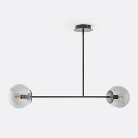 Hanglamp in metaal en gerookt glas, Atea