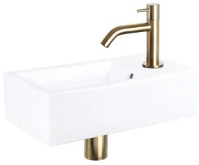 Differnz Force fonteinset - 40x22x11.5cm - Rechthoek - 1 kraangat - Gebogen matte goude kraan - Keramiek Wit SW637184/SW644702/SW724040/SW865583