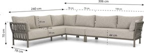 Hoek loungeset 5 personen Rope Taupe  Santika Furniture Santika