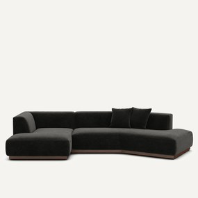 Hoekbank links in chenille fluweel, JACOPO