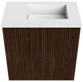 Mondiaz Joya 40cm toiletmeubel walnut met wastafel faye rechts 1 kraangat talc