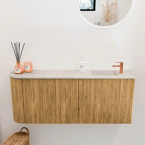 Mondiaz Joya DLux 100cm toiletmeubel ronding links oak met wastafel faye rechts 1 kraangat ostra