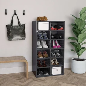 vidaXL Schoenenrek 54x34x100,5 cm bewerkt hout hoogglans grijs