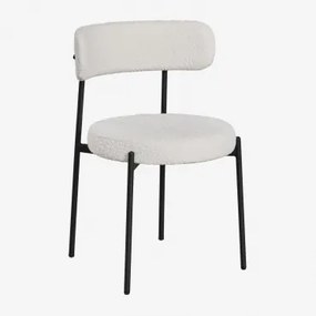 Set Van 2 Anisa Gestoffeerde Eetkamerstoelen Zwart & Bouclé Wit - Sklum