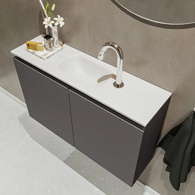 Mondiaz Ture 80cm toiletmeubel dark grey met wastafel talc midden 1 kraangat