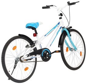 vidaXL Kinderfiets 24 inch blauw en wit