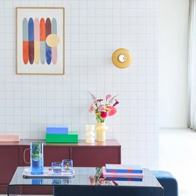 Wand- of plafondlamp, verchroomd ijzer en amberkleurig glas, OMER