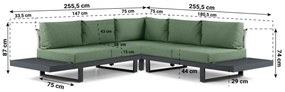 Hoek loungeset 5 personen Aluminium Grijs  Lifestyle Garden Furniture Lorenzo