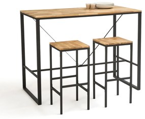 Hoge bartafel, 4-6 personen, eik/staal, Hiba