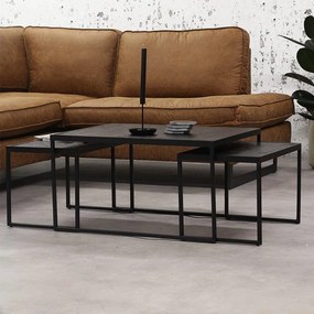 Dimehouse | Salontafel ster medium: lengte 60 cm x breedte 76 cm x hoogte 42 cm zwart salontafels teakhout, staal meubels tafels