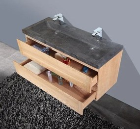 Lambini Designs Wood Stone badkamermeubel 120cm  2 kraangaten eiken