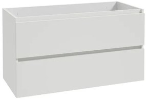 Fontana Kolo wastafelmeubel mat wit 100cm glans witte wastafel 2 kraangaten met ronde spiegel