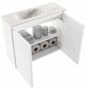 Mondiaz Ture DLux toiletmeubel 60cm talc met wastafel ostra links zonder kraangat