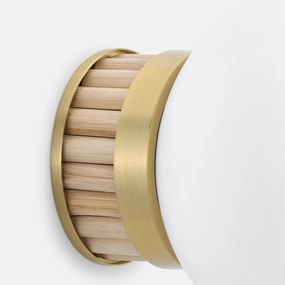 Wandlamp in messing, bamboe en opaline glas, Dolce